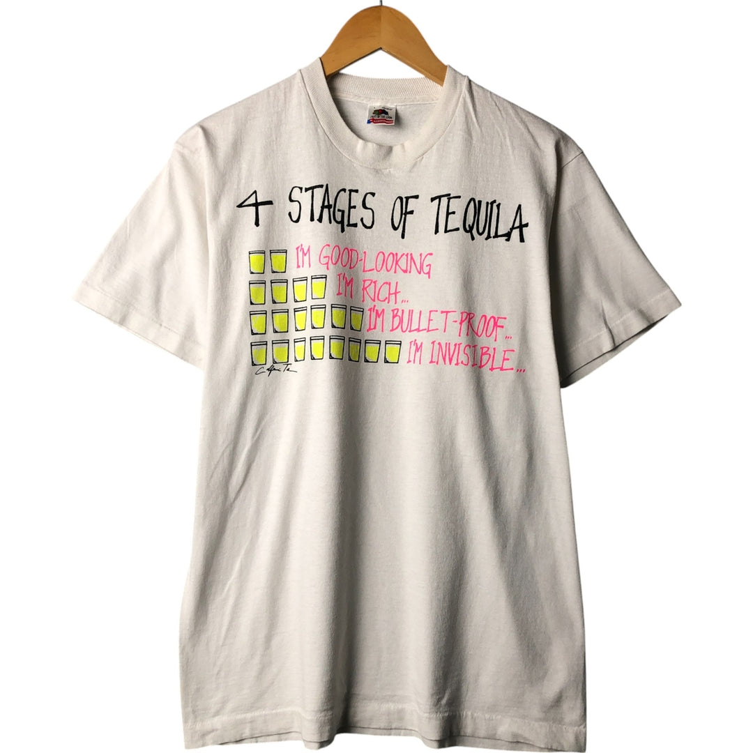 90'S Fruit of the Loom printed T-shirt, made in the USA, men's size L, vintage cotton white type Vintage Second Hand