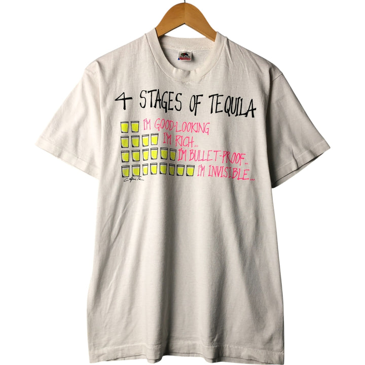 90'S Fruit of the Loom printed T-shirt, made in the USA, men's size L, vintage cotton white type Vintage Second Hand