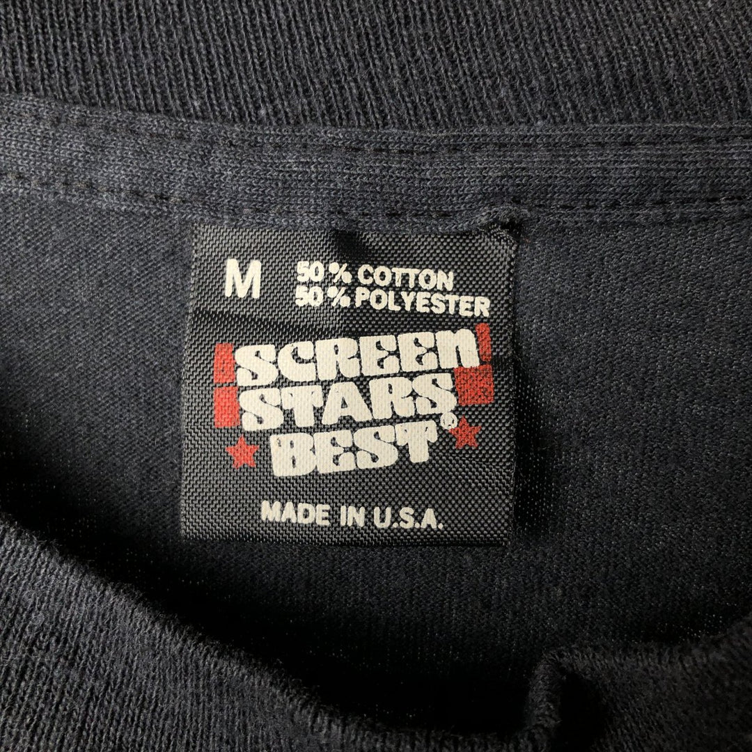 90'S SCREEN STARS Message Print T-Shirt Made in USA Men's M Size Vintage cotton black type Vintage Second Hand
