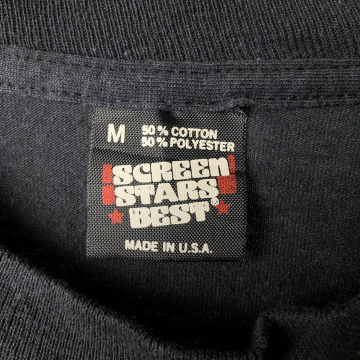 90'S SCREEN STARS Message Print T-Shirt Made in USA Men's M Size Vintage cotton black type Vintage Second Hand