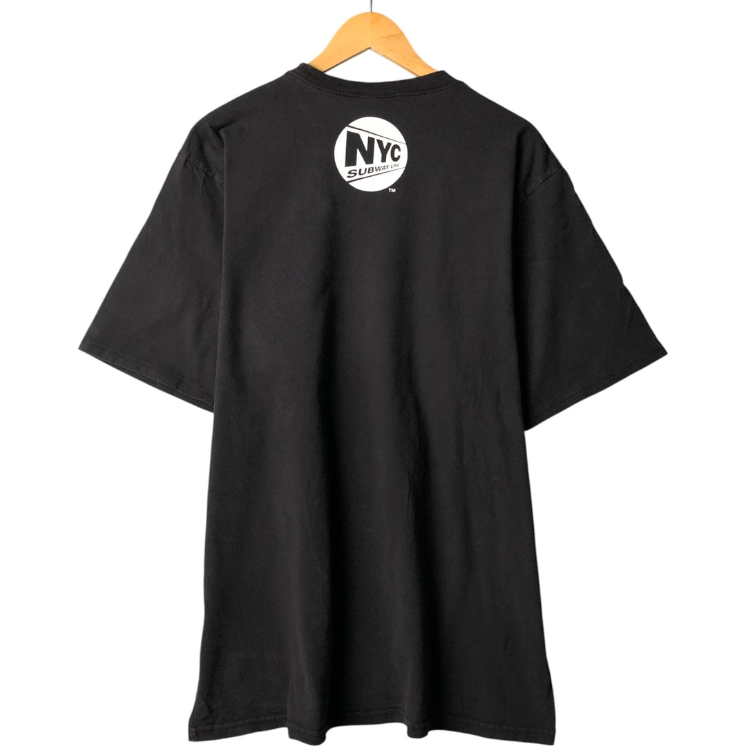 2000'S New York City Subway Line Large Print T-Shirt, Men's Size XL cotton black type Vintage Second Hand