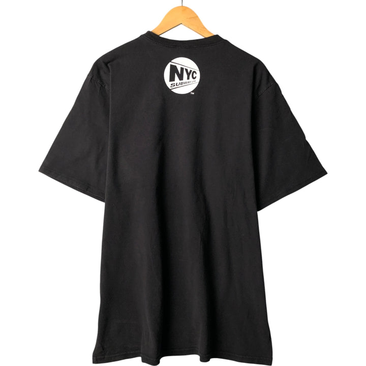 2000'S New York City Subway Line Large Print T-Shirt, Men's Size XL cotton black type Vintage Second Hand