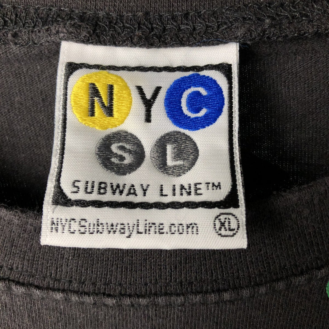 2000'S New York City Subway Line Large Print T-Shirt, Men's Size XL cotton black type Vintage Second Hand