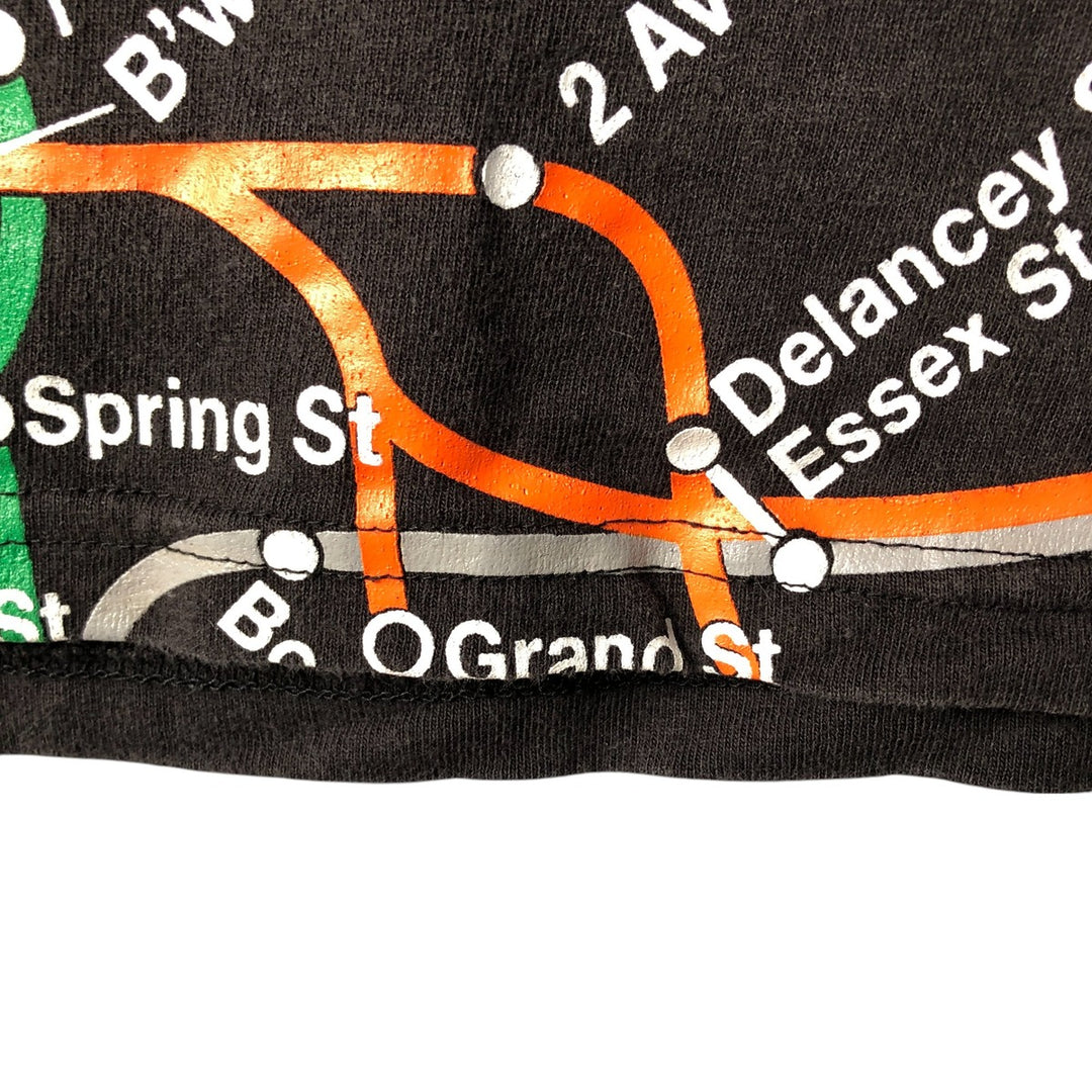 2000'S New York City Subway Line Large Print T-Shirt, Men's Size XL cotton black type Vintage Second Hand