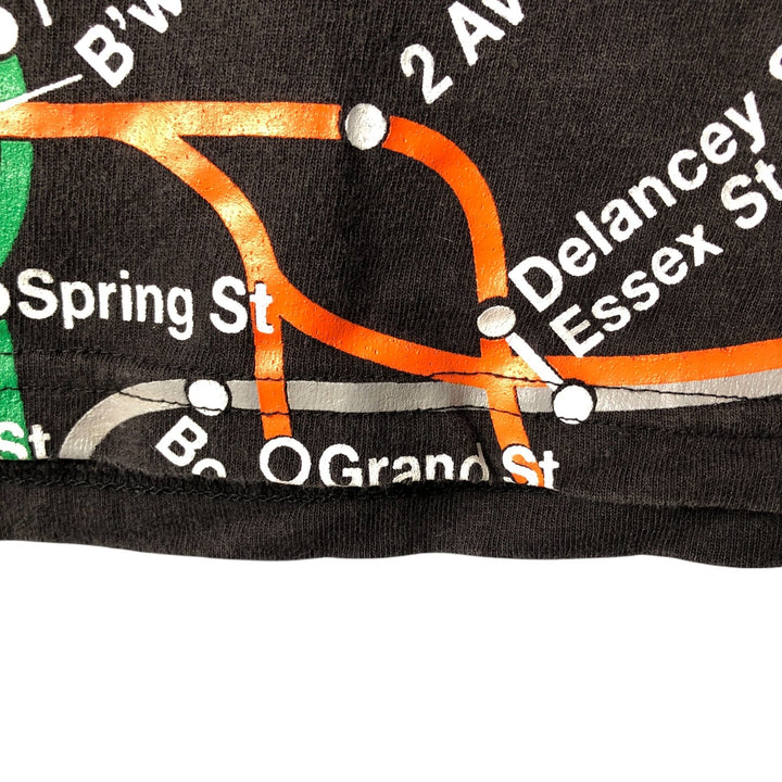 2000'S New York City Subway Line Large Print T-Shirt, Men's Size XL cotton black type Vintage Second Hand