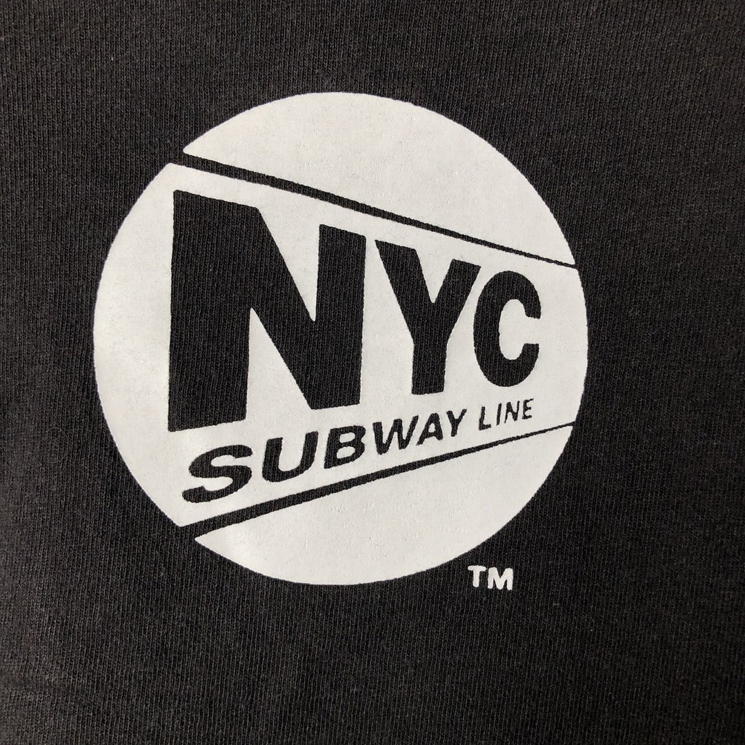 2000'S New York City Subway Line Large Print T-Shirt, Men's Size XL cotton black type Vintage Second Hand