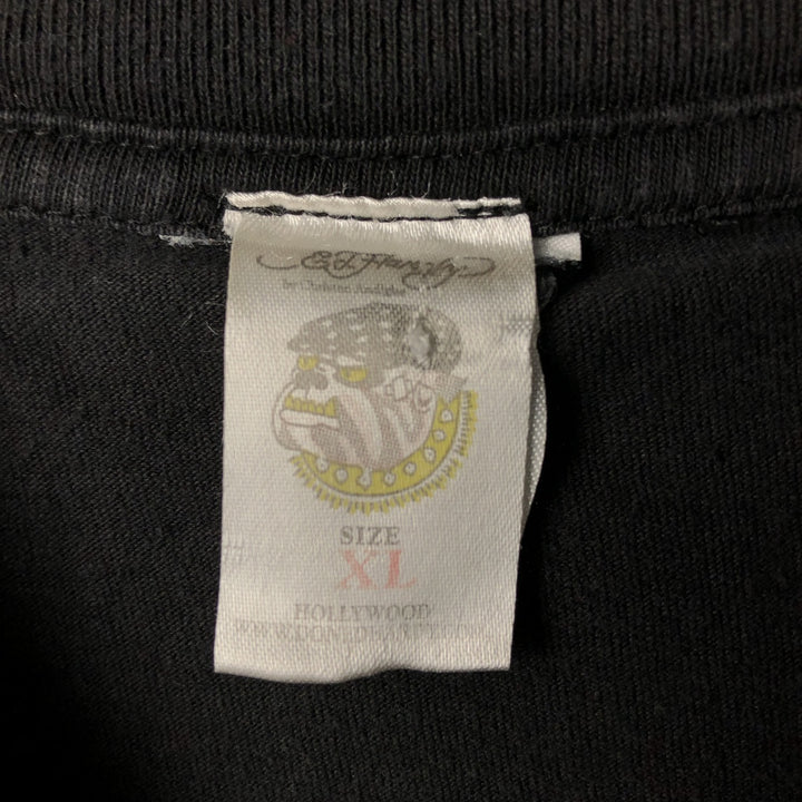 Ed Hardy ED HARDY short sleeve printed T-shirt, men's size XL cotton black type Vintage Second Hand