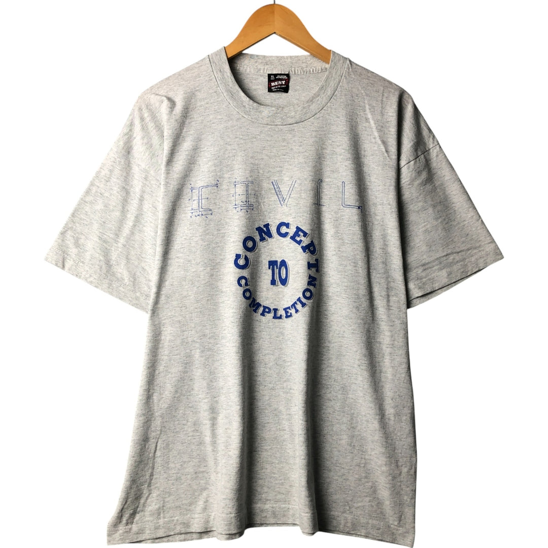 90'S Fruit of the Loom College T-shirt, Made in USA, Men's XL, Vintage cotton gray type Vintage Second Hand