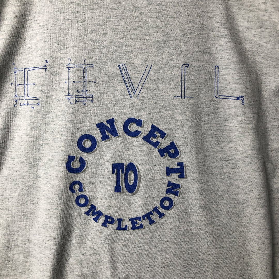 90'S Fruit of the Loom College T-shirt, Made in USA, Men's XL, Vintage cotton gray type Vintage Second Hand