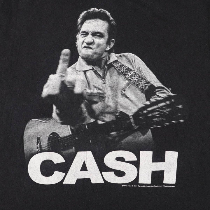 00's ZION JOHNNY CASH Johnny Cash Band T-Shirt Band T Made in USA Men's XL cotton black type Vintage Second Hand