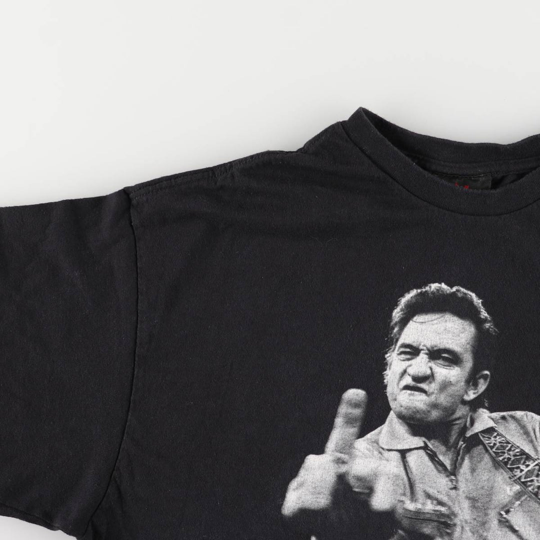 00's ZION JOHNNY CASH Johnny Cash Band T-Shirt Band T Made in USA Men's XL cotton black type Vintage Second Hand