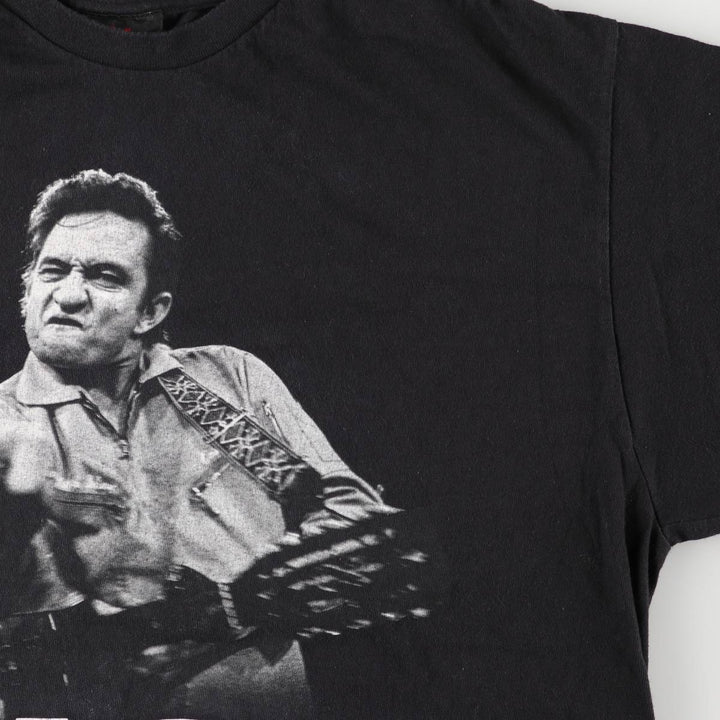 00's ZION JOHNNY CASH Johnny Cash Band T-Shirt Band T Made in USA Men's XL cotton black type Vintage Second Hand