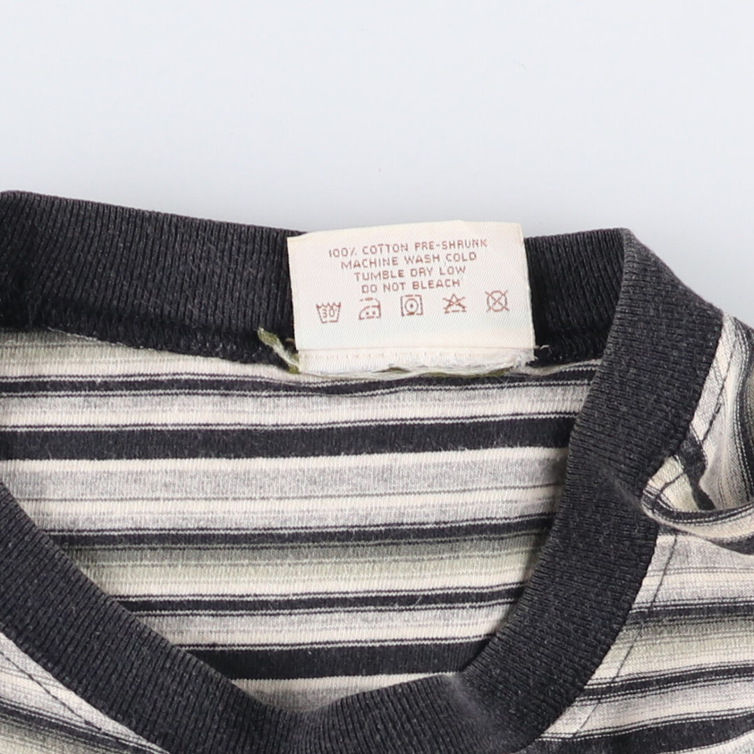 90'S Bale Dyed Originals Striped T-shirt Made in USA Men's Size L Vintage cotton gray type Vintage Second Hand