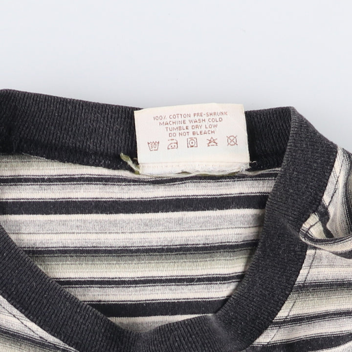 90'S Bale Dyed Originals Striped T-shirt Made in USA Men's Size L Vintage cotton gray type Vintage Second Hand