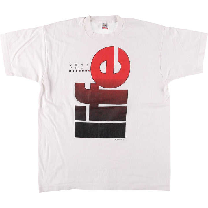 90'S Fruit of the Loom printed T-shirt, made in the USA, men's XL size, vintage cotton white type Vintage Second Hand
