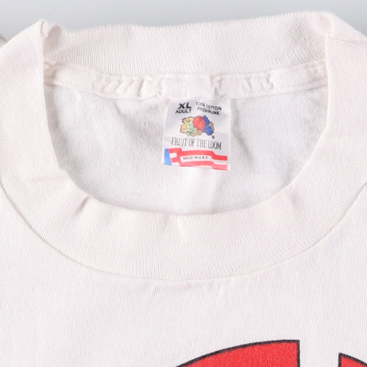 90'S Fruit of the Loom printed T-shirt, made in the USA, men's XL size, vintage cotton white type Vintage Second Hand
