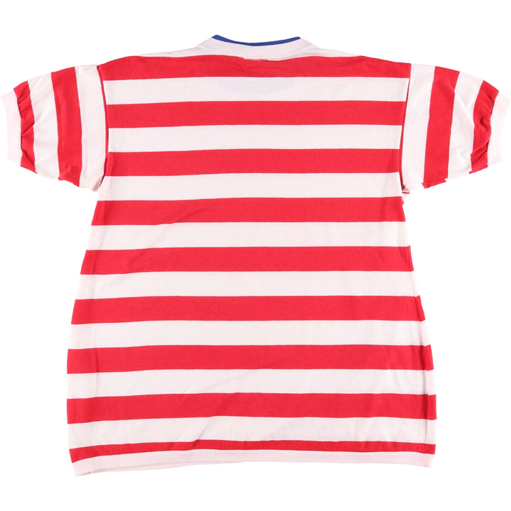TAKE NINE Striped T-shirt Made in USA Men's M size polyester white type Vintage Second Hand