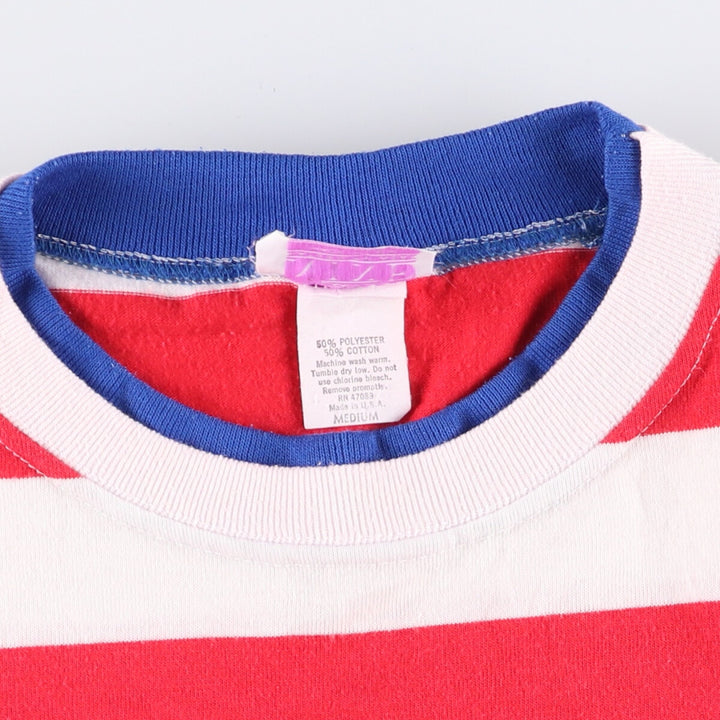 TAKE NINE Striped T-shirt Made in USA Men's M size polyester white type Vintage Second Hand