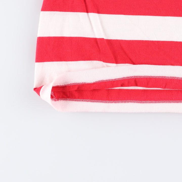 TAKE NINE Striped T-shirt Made in USA Men's M size polyester white type Vintage Second Hand
