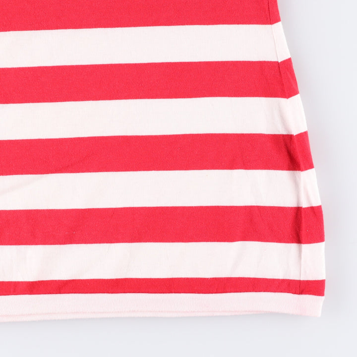 TAKE NINE Striped T-shirt Made in USA Men's M size polyester white type Vintage Second Hand