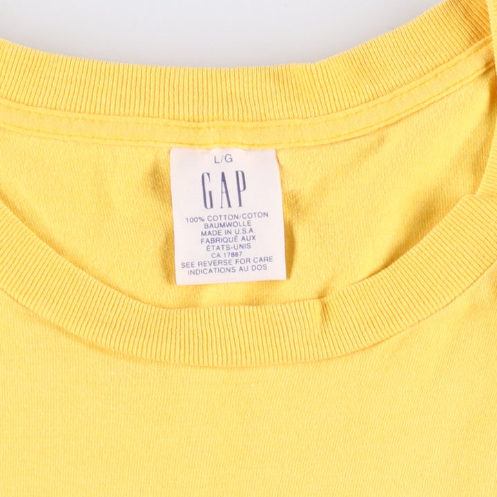 90'S GAP Old Gap Short Sleeve Printed T-Shirt Made in USA Men's L Size Vintage cotton yellow type Vintage Second Hand