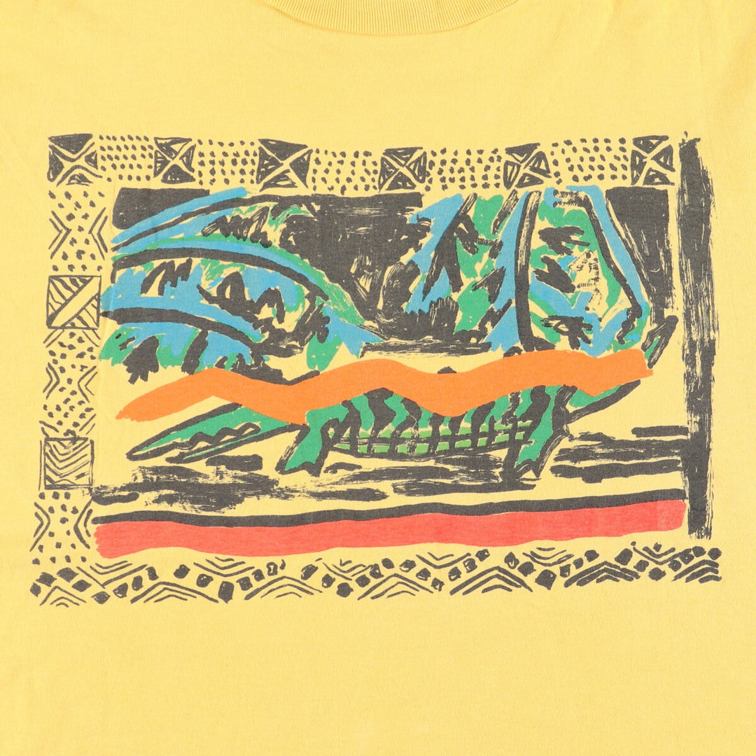 90'S GAP Old Gap Short Sleeve Printed T-Shirt Made in USA Men's L Size Vintage cotton yellow type Vintage Second Hand