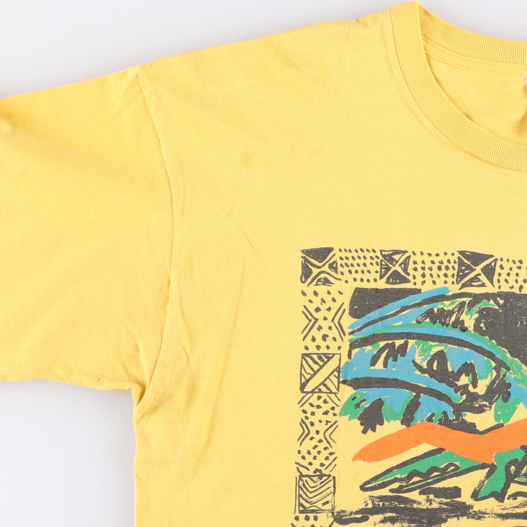 90'S GAP Old Gap Short Sleeve Printed T-Shirt Made in USA Men's L Size Vintage cotton yellow type Vintage Second Hand