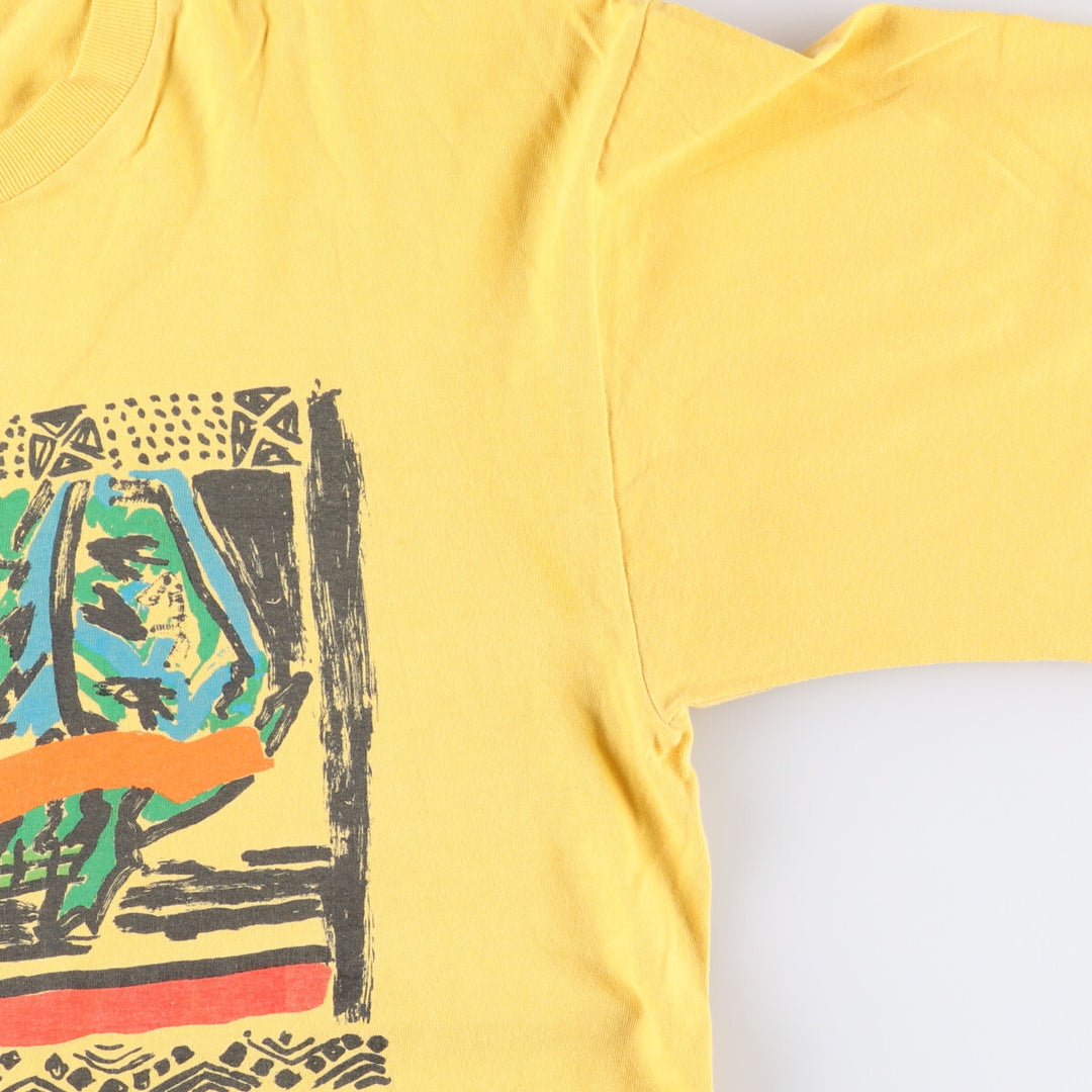 90'S GAP Old Gap Short Sleeve Printed T-Shirt Made in USA Men's L Size Vintage cotton yellow type Vintage Second Hand