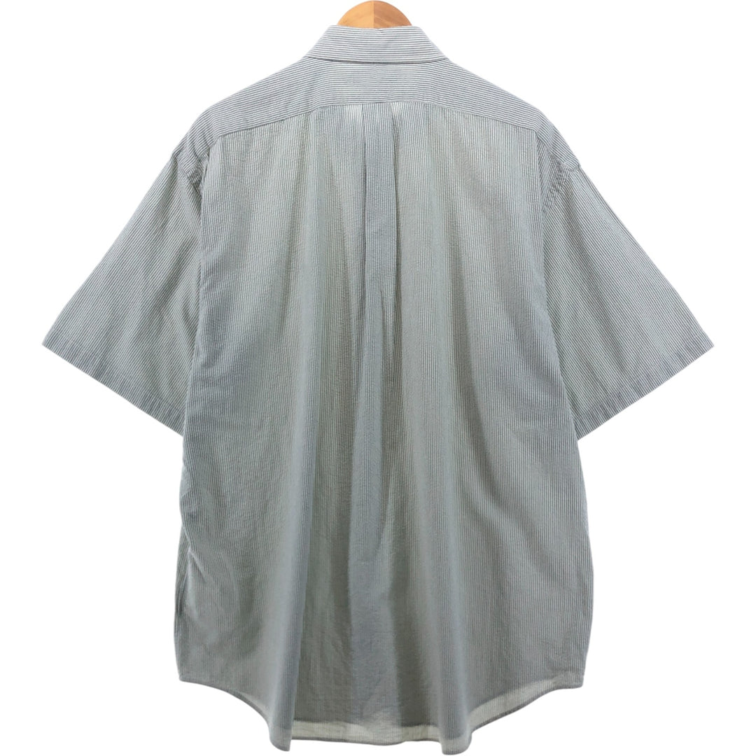 Ralph Lauren BLAKE Seersucker Short Sleeve Button Down Striped Shirt Men's XL cotton green type Vintage Second Hand