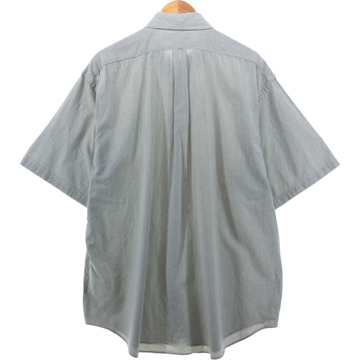 Ralph Lauren BLAKE Seersucker Short Sleeve Button Down Striped Shirt Men's XL cotton green type Vintage Second Hand