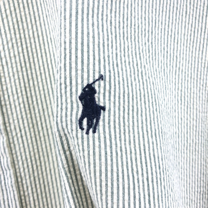 Ralph Lauren BLAKE Seersucker Short Sleeve Button Down Striped Shirt Men's XL cotton green type Vintage Second Hand