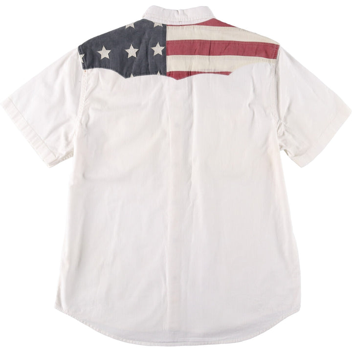 Ralph Lauren DENIM AND SUPPLY Stars and Stripes Short Sleeve Western Shirt Men's XL cotton white type Vintage Second Hand