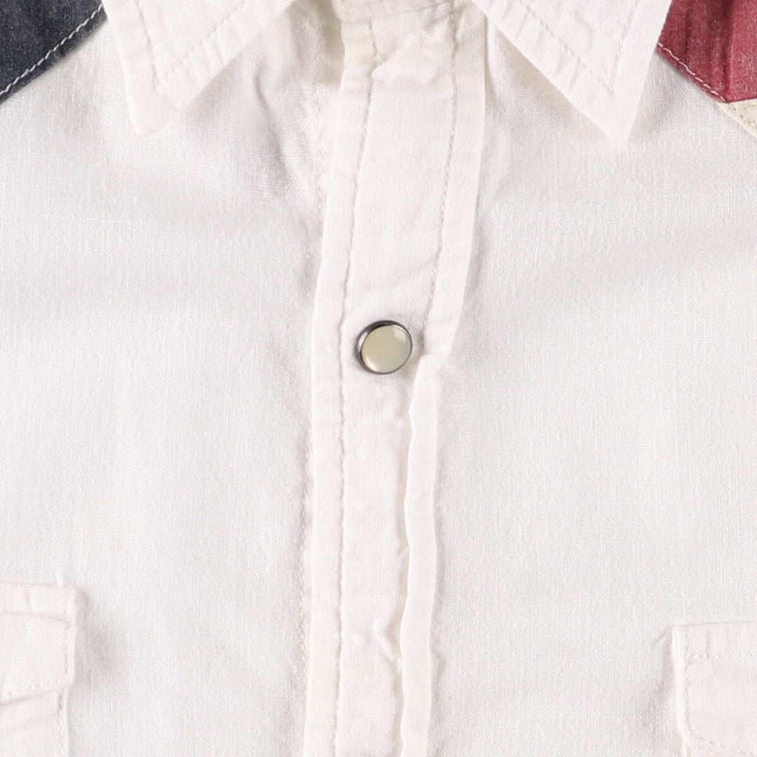Ralph Lauren DENIM AND SUPPLY Stars and Stripes Short Sleeve Western Shirt Men's XL cotton white type Vintage Second Hand