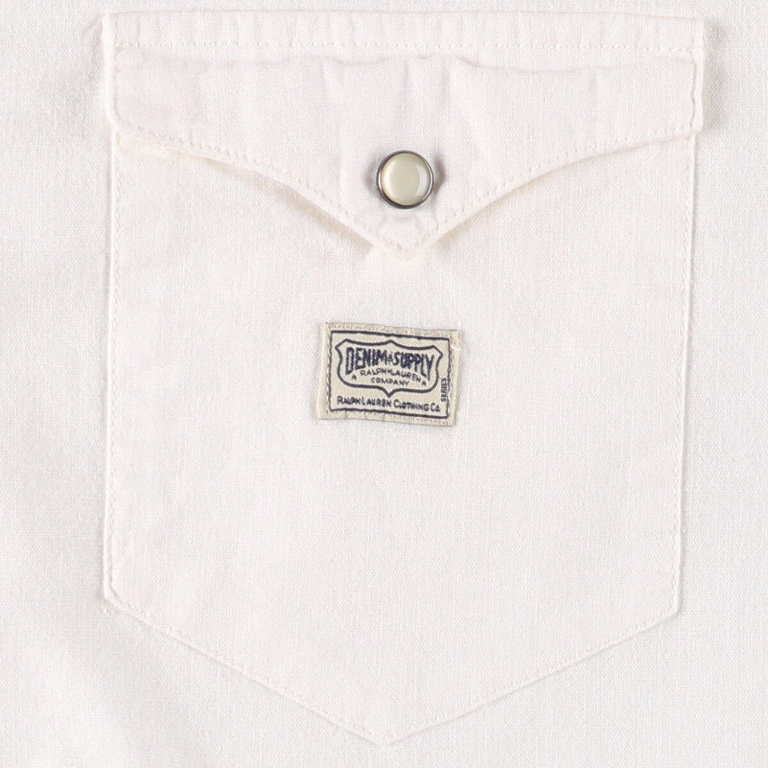 Ralph Lauren DENIM AND SUPPLY Stars and Stripes Short Sleeve Western Shirt Men's XL cotton white type Vintage Second Hand