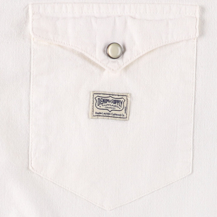 Ralph Lauren DENIM AND SUPPLY Stars and Stripes Short Sleeve Western Shirt Men's XL cotton white type Vintage Second Hand