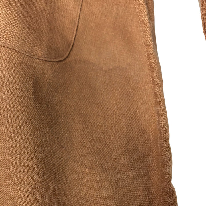BRUNO Short Sleeve Open Collar Linen Shirt, Box Shirt, Men's Size M linen brown type Vintage Second Hand