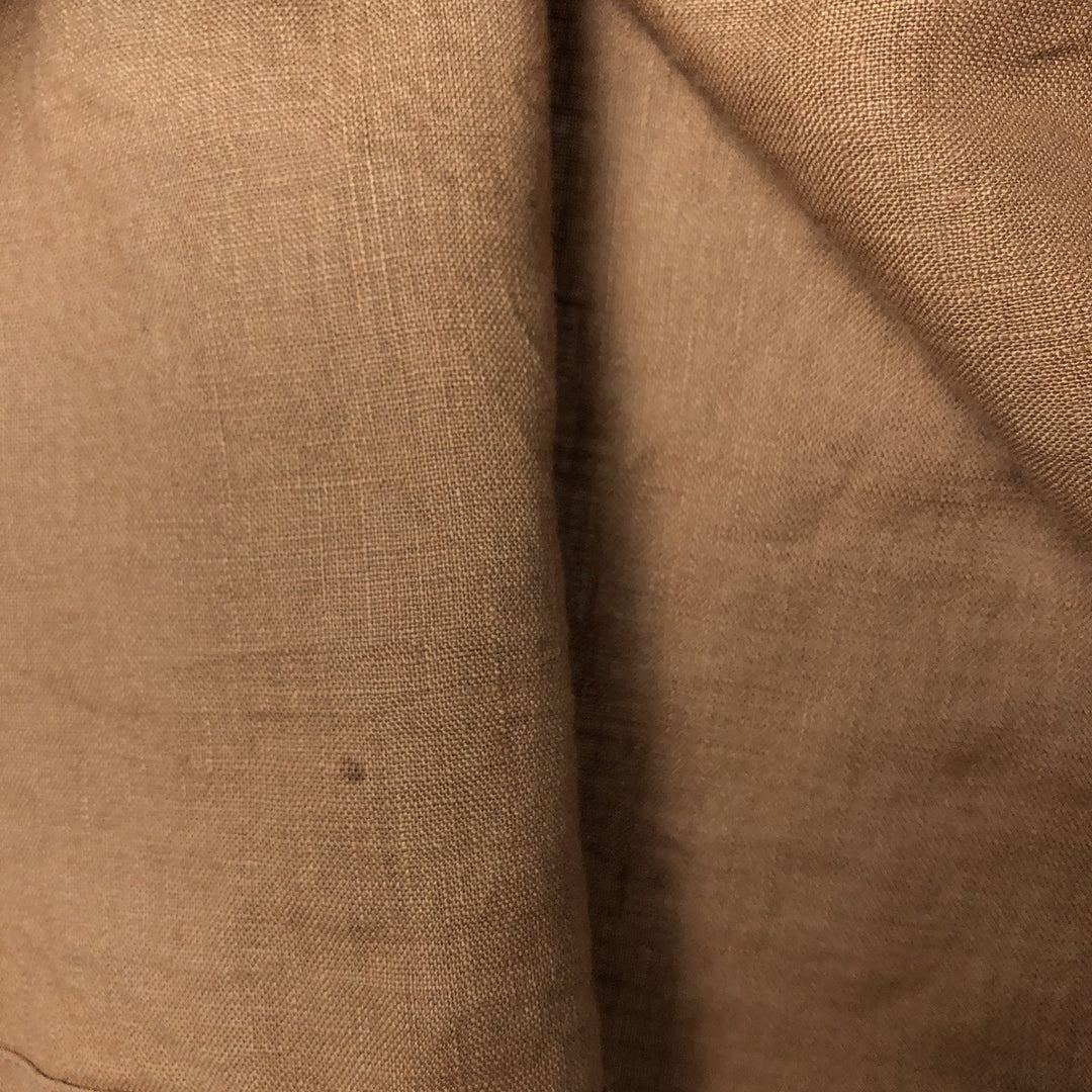 BRUNO Short Sleeve Open Collar Linen Shirt, Box Shirt, Men's Size M linen brown type Vintage Second Hand
