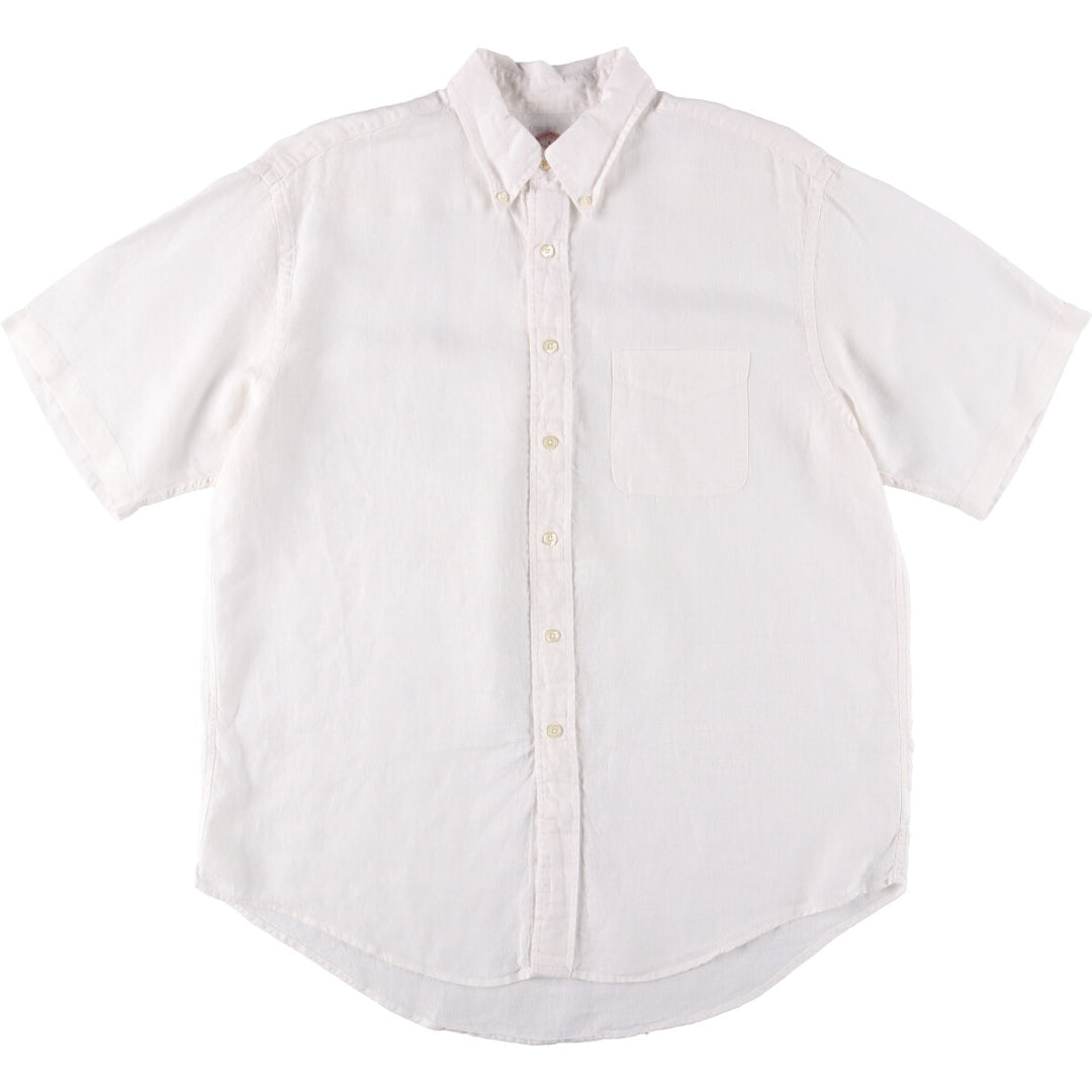 Brooks Brothers 346 short sleeve linen button-down shirt, men's size L linen white type Vintage Second Hand