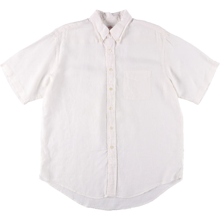 Brooks Brothers 346 short sleeve linen button-down shirt, men's size L linen white type Vintage Second Hand