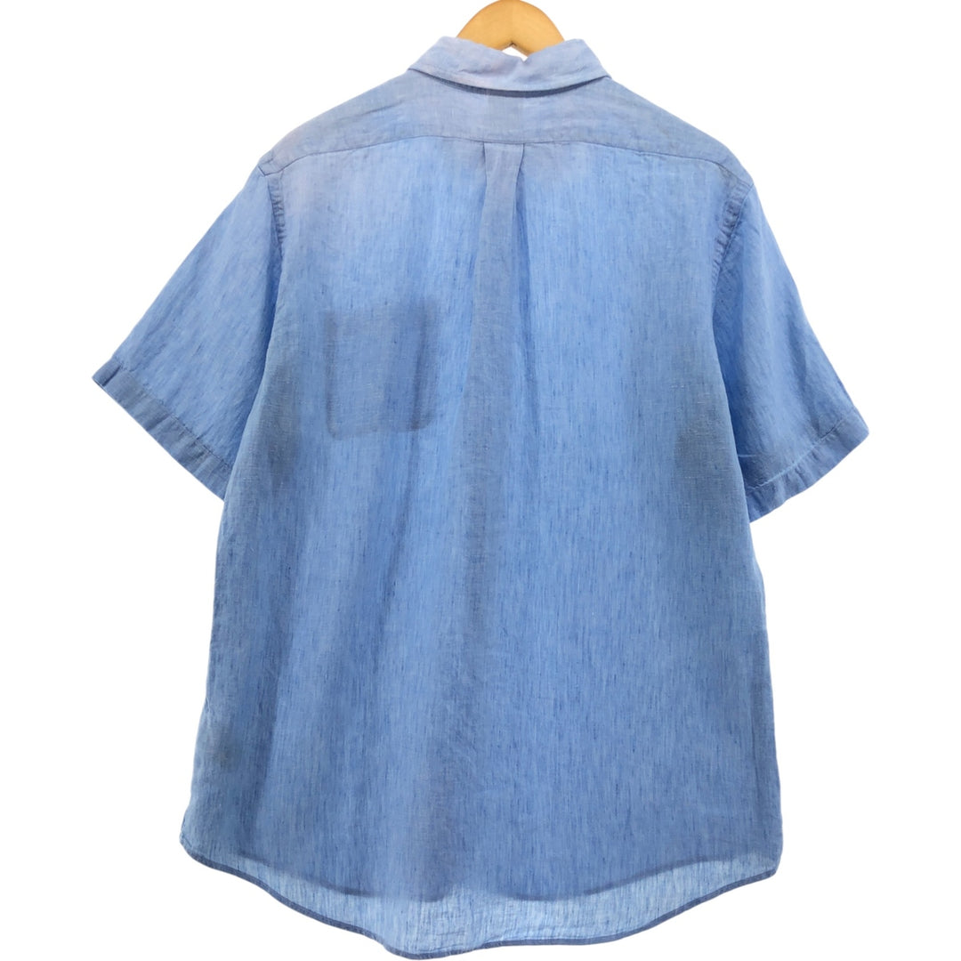 Brooks Brothers 1818 short sleeve linen button-down shirt, men's size L linen Blue type light blue Vintage Second Hand