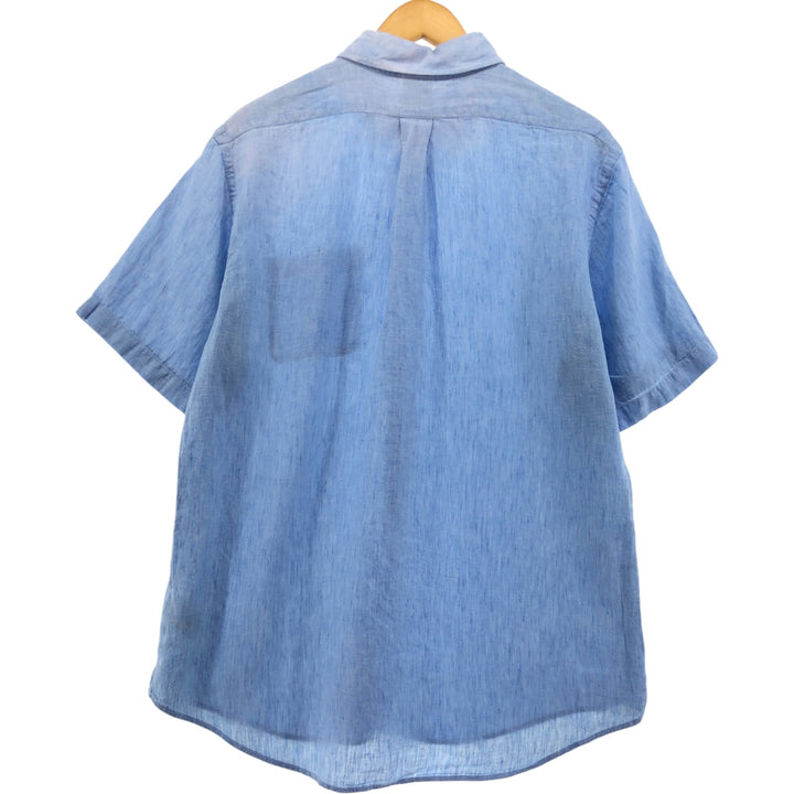Brooks Brothers 1818 short sleeve linen button-down shirt, men's size L linen Blue type light blue Vintage Second Hand