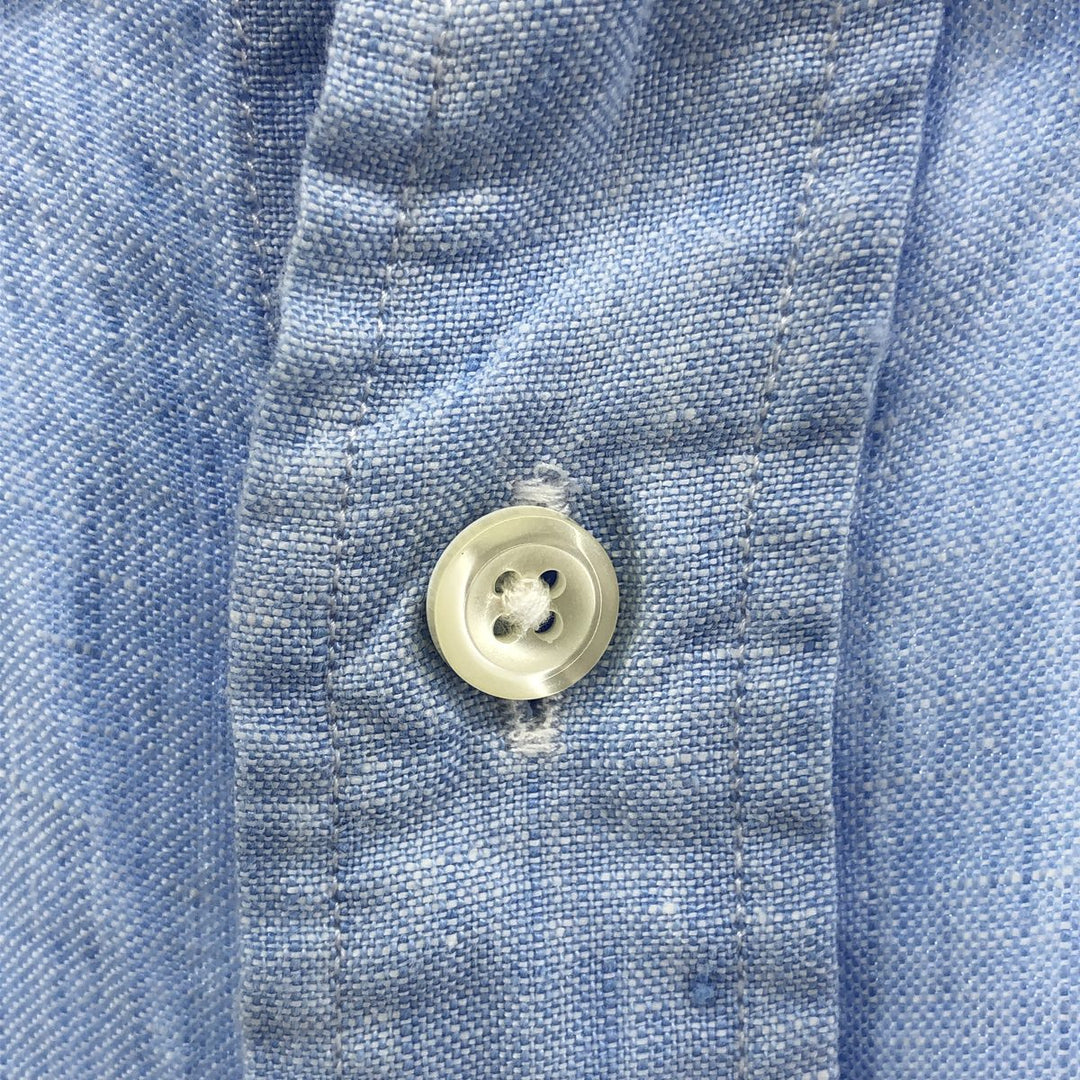 Brooks Brothers 1818 short sleeve linen button-down shirt, men's size L linen Blue type light blue Vintage Second Hand