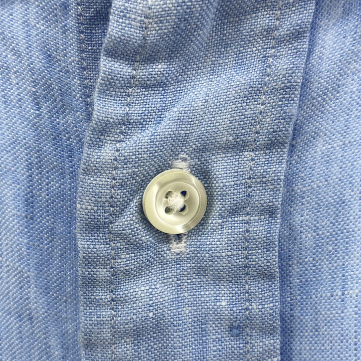 Brooks Brothers 1818 short sleeve linen button-down shirt, men's size L linen Blue type light blue Vintage Second Hand