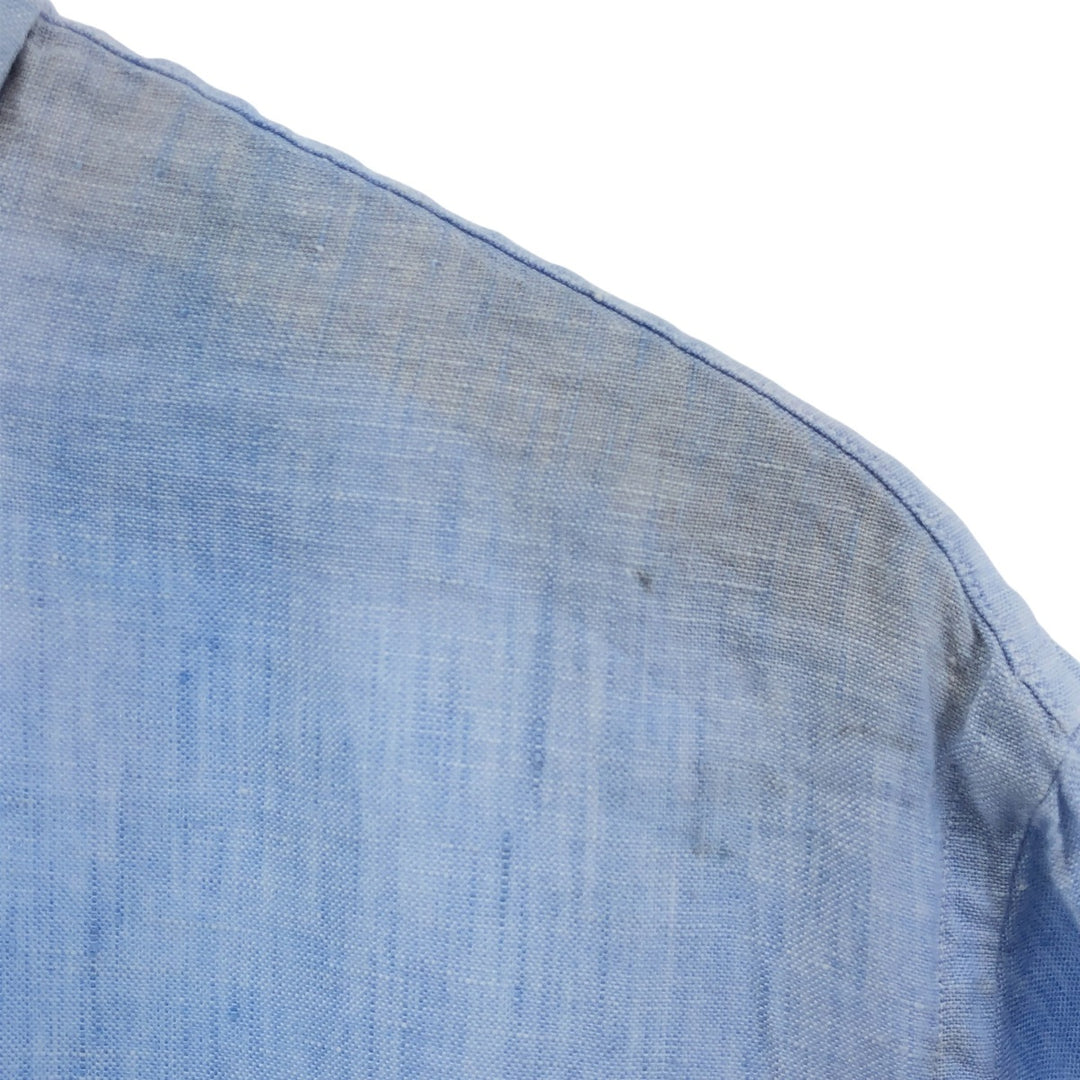 Brooks Brothers 1818 short sleeve linen button-down shirt, men's size L linen Blue type light blue Vintage Second Hand