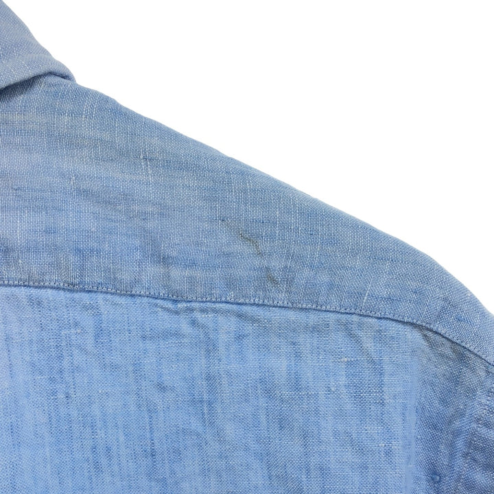 Brooks Brothers 1818 short sleeve linen button-down shirt, men's size L linen Blue type light blue Vintage Second Hand