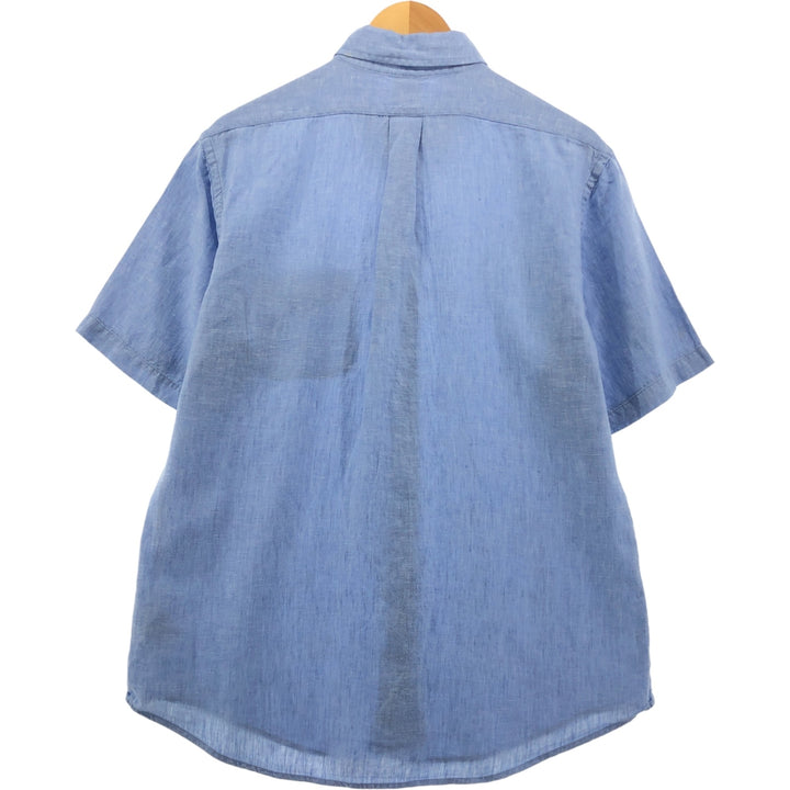 Brooks Brothers Est.1818 short sleeve linen button-down shirt, men's size L linen Blue type light blue Vintage Second Hand