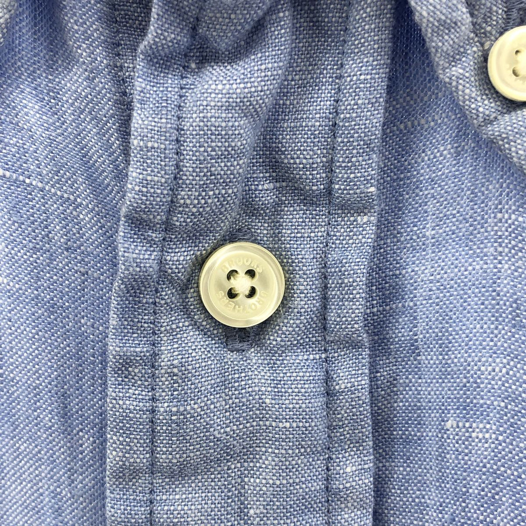 Brooks Brothers Est.1818 short sleeve linen button-down shirt, men's size L linen Blue type light blue Vintage Second Hand