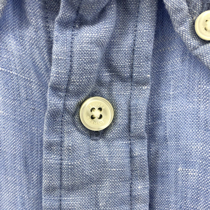 Brooks Brothers Est.1818 short sleeve linen button-down shirt, men's size L linen Blue type light blue Vintage Second Hand