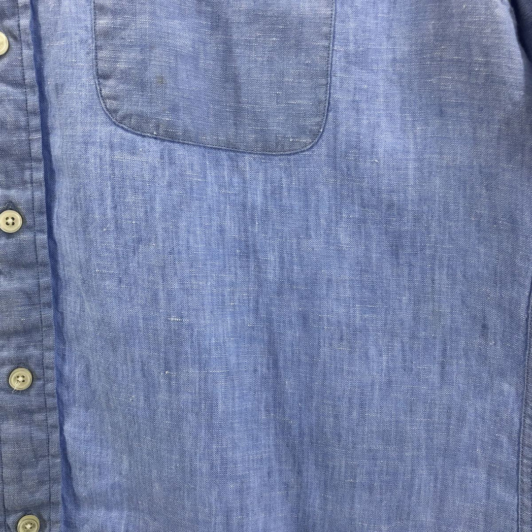 Brooks Brothers Est.1818 short sleeve linen button-down shirt, men's size L linen Blue type light blue Vintage Second Hand