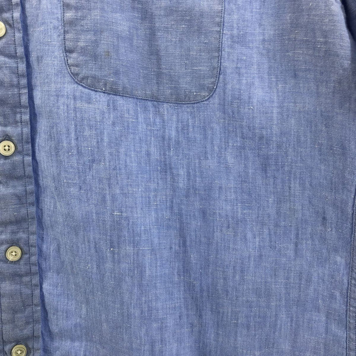 Brooks Brothers Est.1818 short sleeve linen button-down shirt, men's size L linen Blue type light blue Vintage Second Hand